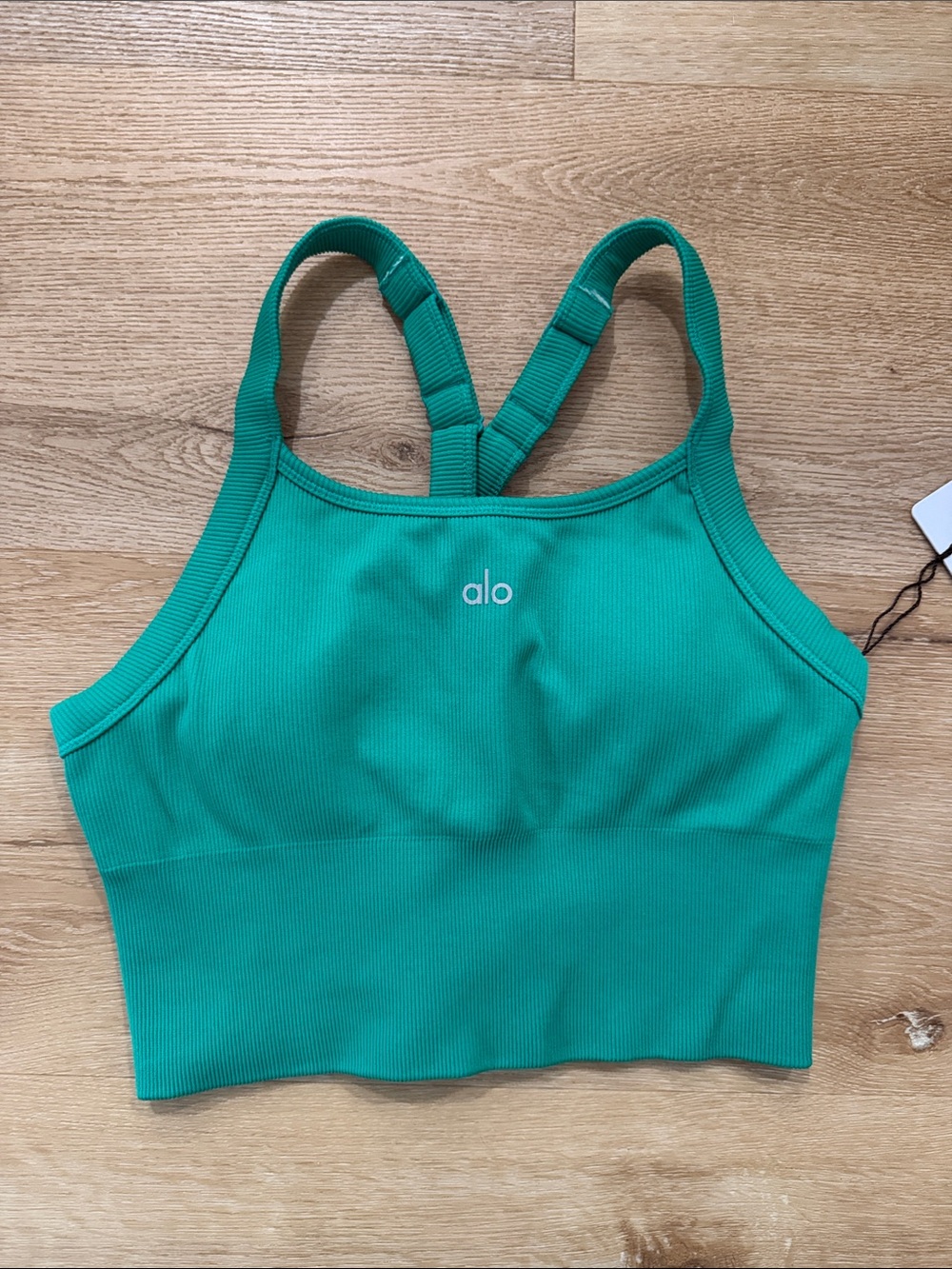ALO Yoga spruce Green seamless Ribbed favorite bra Tank